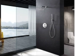 Robinetterie de douche, encastrable moderne, ensemble avec douche de tête et douchette à main. Composé d’une tête de douche large pour un effet pluie, d’une douchette, et d’un mitigeur encastré - GARANTIE 5 ANS - LIVRAISON OFFERTE en 5 à 6 Jours